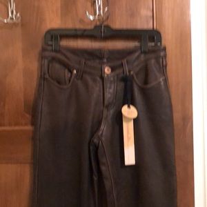 Christopher Blue Lined Faux Leather Pants.